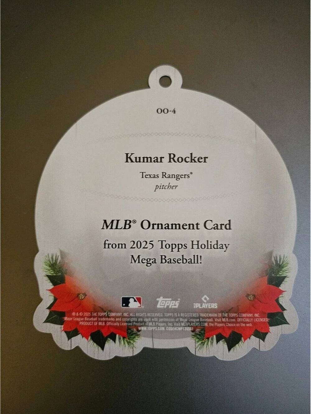 2025 Topps Holiday Mega Baseball ORNAMENT CARDS Kumar Rocker #00-4 - Picture 2 of 2